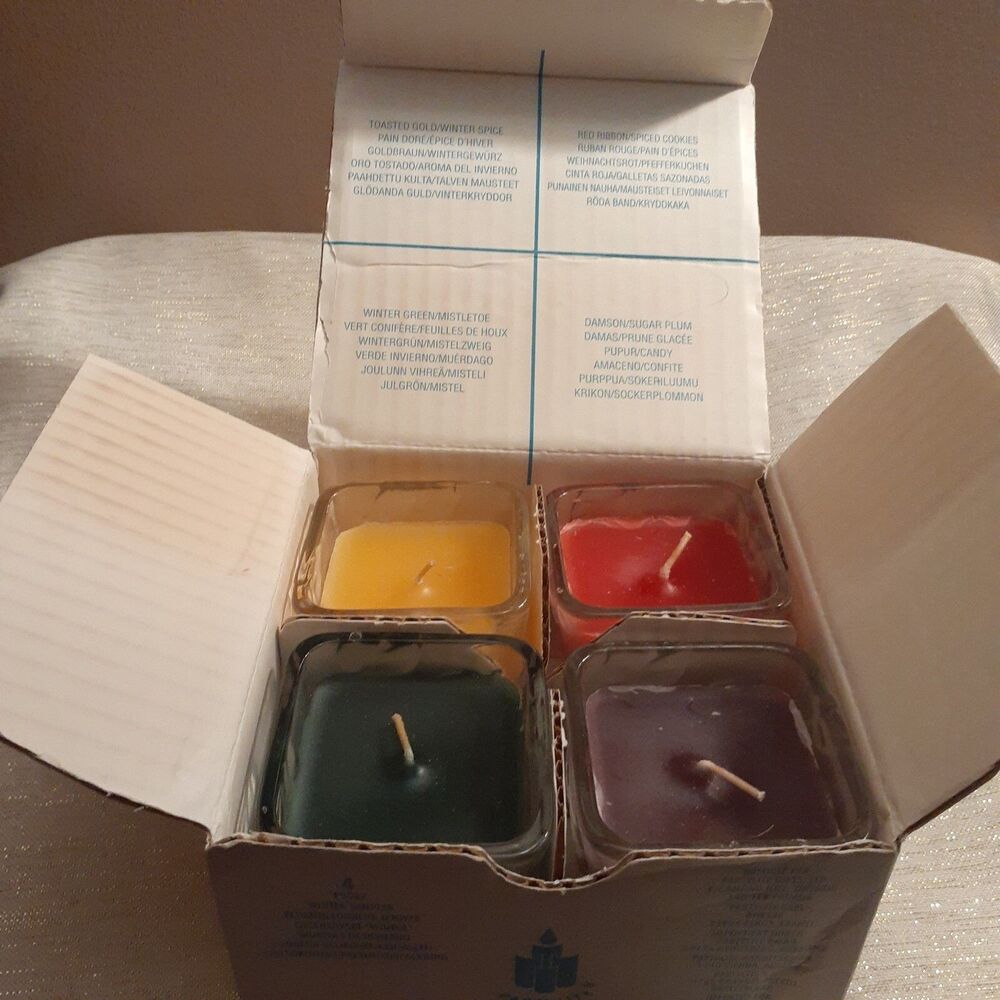 PartyLite P9542 Winter Sampler Jar Candles 4 Pack Winter Spice Spiced Cookies